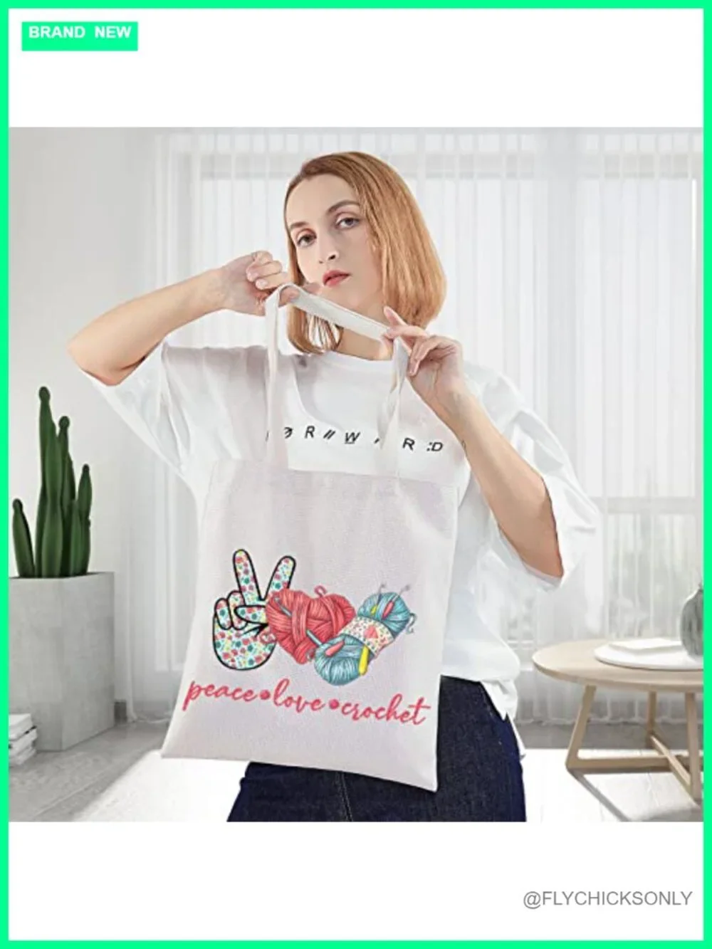Canvas Cosmetic Bag with Zipper - Crochet Lover Pouch - Makeup Travel